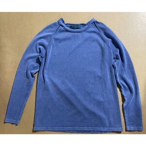 Prana Distressed Blue Pullover Sweater